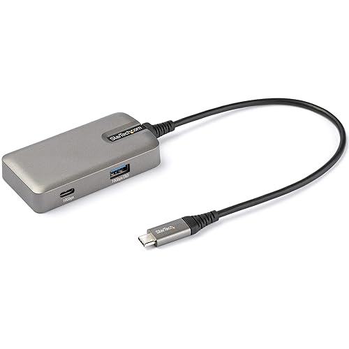 StarTech.com USB C Multiport Adapter - USB-C to 4K 60Hz HDMI 2.0, 100W Power Delivery Pass-Through - 3-Port 10Gbps USB Hub - Portable USB Type-C Mini Docking Station - 10" (25cm) Cable (DKT31CHPD3)