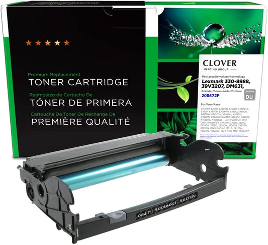 Clover imaging group Clover Remanufactured Drum Unit Replacement for Lexmark E260X22G, 330-8988, DM631, 39V3207 | Black Black 30,000