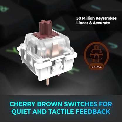 ADESSO EasyTouch 150 Ergonomic Wired Mechanical Keyboard with Cherry MX Brown Switches, Integrated Palm Rest, Dedicated Copilot AI Hotkey, Full-Sized Layout with Numeric Pad for Comfortable Typing