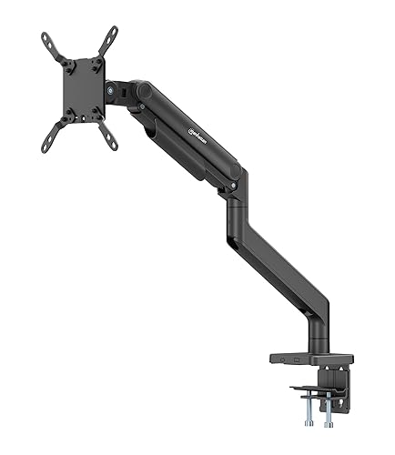 MANHATTAN Heavy-Duty Aluminum Mechanical Spring Single Monitor Desk Mount – Full Motion, 17" to 49" Screens (4.4 to 44 lbs), Tilt, Swivel, 360° Rotation, VESA 75x75 to 200x200-462570