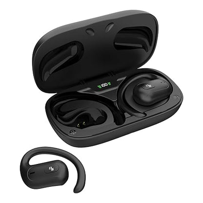 OPN Sound Aria+ Bluetooth Open-Ear Headphones with Microphone, True Wireless with Charging Case, Black
