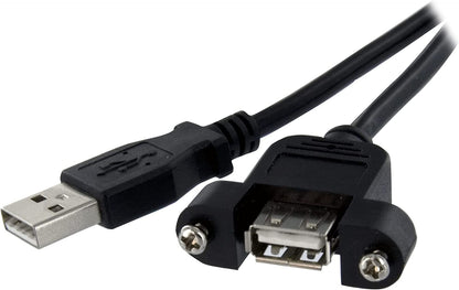 StarTech.com 3 ft Panel Mount USB Cable A to A F/M - Panel Mount USB Extension USB A-Female to A-Male Adapter Cable 3ft - USB-A (F) Port (USBPNLAFAM3)