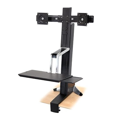 Ergotron WorkFit-S 33-341-200 Dual Sit-Stand Workstation - Steel, Plastic, Aluminum - Black 1-Pack