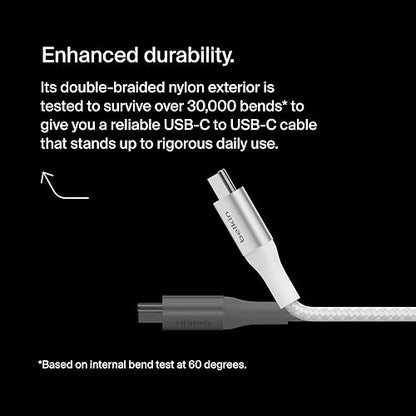 Belkin BoostCharge USB-C to USB-C Power Cable (1M, 3.3ft), Fast Charging Cable with 240W Power Delivery, USB-IF Certified, Compatible with MacBook Pro, Chromebook, Samsung Galaxy, iPad, & More - White 1M White