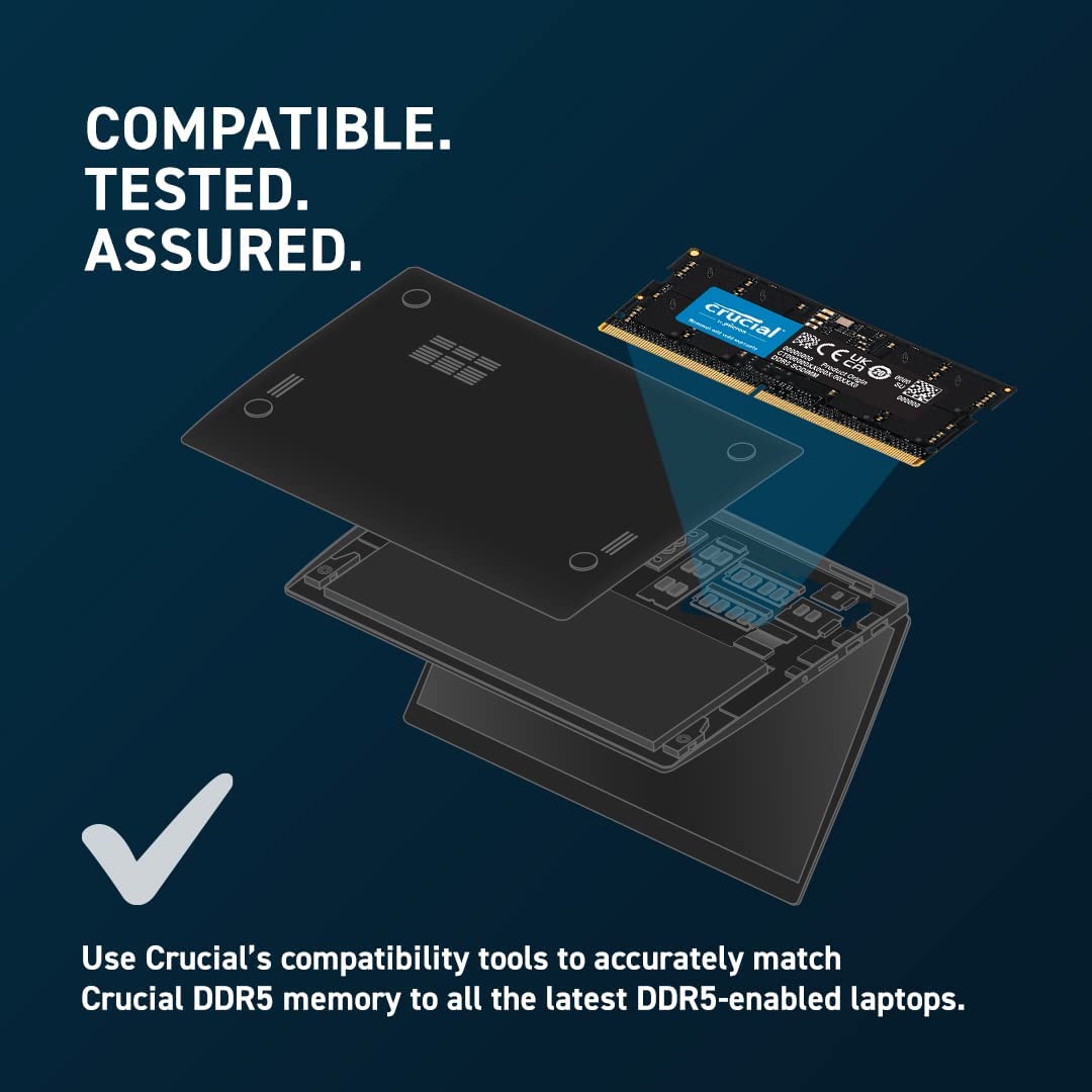 Crucial RAM 16GB DDR5 4800MHz CL40 Laptop Memory CT16G48C40S5 16GB DDR5 SODIMM