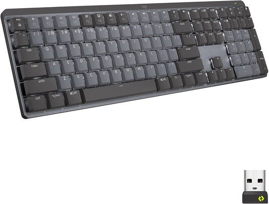 Logitech MX Mechanical Wireless Illuminated Performance Keyboard, Linear Switches, Backlit Keys, Bluetooth, USB-C, macOS, Windows, Linux, iOS, Android, Metal Full Size Linear (smooth typing) Keyboard