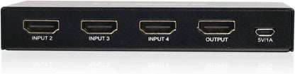 IOGEAR HDMI 4- Port 4K 60Hz Switch - 4 In x 1 Out - HDMI 2.0 and HDCP 2.2 Compliant - TrueHD &amp; DTS-HD 7.1 Digital Surround Sound - IR Remote Control - Xbox - PS4 - Roku - HDTV Monitor - GHDSW4K4