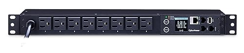 CyberPower PDU31001 Monitored PDU, 100-120V/15A, 8 Outlets, 1U Rackmount, Black