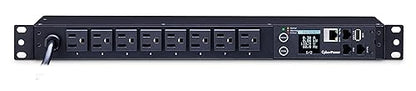 CyberPower PDU31001 Monitored PDU, 100-120V/15A, 8 Outlets, 1U Rackmount, Black