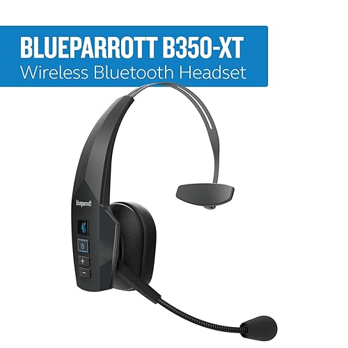 BlueParrott B350-XT Noise Cancelling Bluetooth Headset – Updated Design with Industry Leading Sound and Improved Comfort, Hands-Free Headset with Expanded Wireless Range and IP54-Rated Protection