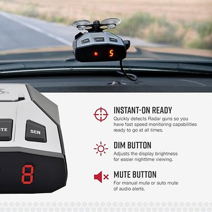Cobra RAD 350 Laser Radar Detector - Long Range, False Alert Filter, OLED Display, Black