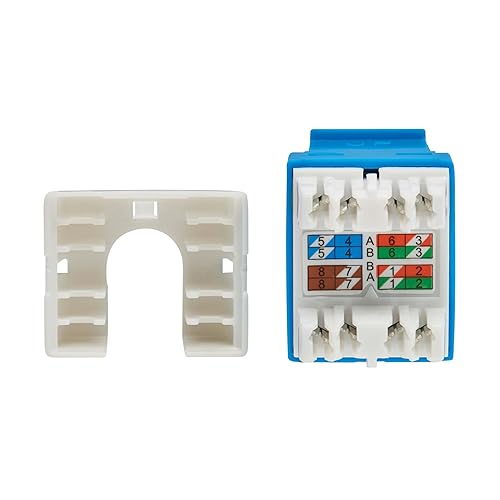 Eaton Tripp Lite Series Cat6 Keystone Jack with Type 4 PoE++ Compliance (4PPoE), 10 Pack, Blue, RJ45 Ethernet, Krone/110 Punchdown, TAA Compliant, Lifetime Manufactuer's Warranty (N238-010-BL-6A)