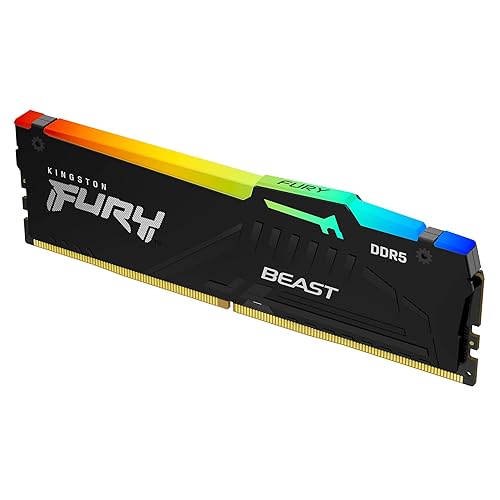 Kingston Fury Beast RGB 16GB 5200MT/s DDR5 CL36 Desktop Memory Single Module | Infrared Sync Technology | Intel XMP 3.0 | AMD Expo | Plug N Play | KF552C36BBEA-16