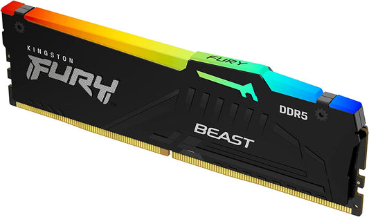 Kingston Fury Beast RGB 16GB 5600MT/s DDR5 CL36 Desktop Memory Single Module | Infrared Sync Technology | AMD Expo | Plug N Play | KF556C36BBEA-16 5600MT/s 16GB