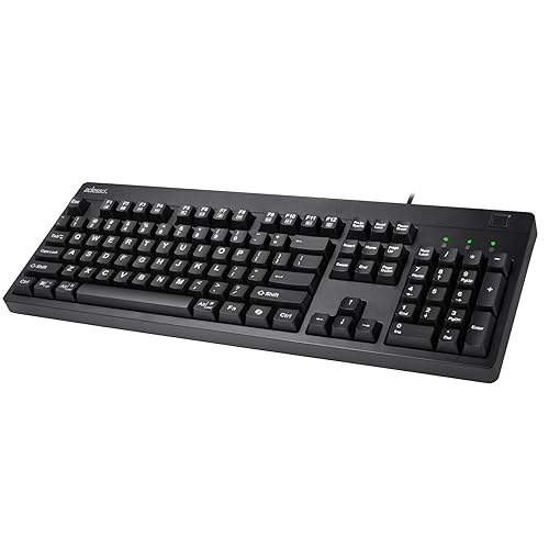 Adesso TAA Compliant Fingerprint Keyboard with AES 256 Encryption USB Wired Full Size 104 Key Layout Windows Hello Compatible Made in Taiwan for Government Business Education AKB-630FB-TAA