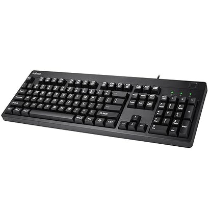 Adesso TAA Compliant Fingerprint Keyboard with AES 256 Encryption USB Wired Full Size 104 Key Layout Windows Hello Compatible Made in Taiwan for Government Business Education AKB-630FB-TAA