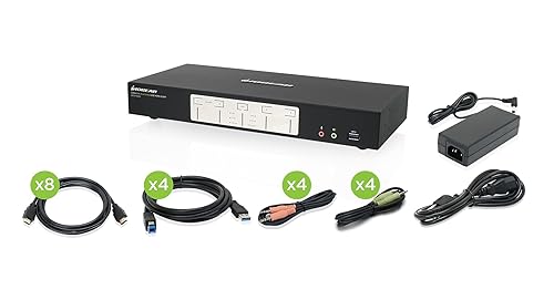 IOGEAR 4-Port 4K Dual View KVMP Switch with HDMI Connection, USB 3.0 Hub and Audio (TAA) GCS1944H