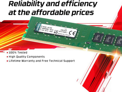 Kingston Memory KVR26N19S8/8 ValueRAM DDR4 8 GB DIMM 288-pin Computer Internal Memory 8 GB (1Rx8 1.2V) DDR4 2666MT/s
