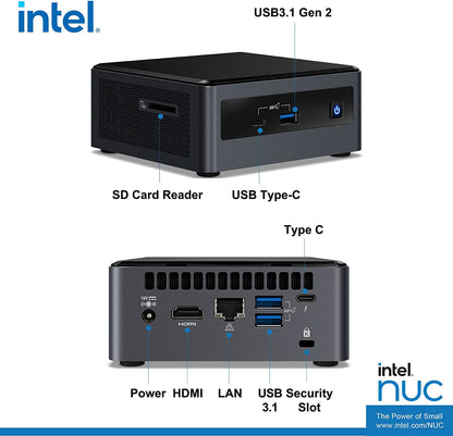 Intel NUC, Intel NUC 10 Mini PC, Win10 Pro Mini Computer, Frost Canyon NUC10i7FNHN, Intel Core i7-10710U, Up to 4.7GHz Turbo, 6 core,25W Intel UHD Graphics, WiFi6, Thunderbolt 3(16GB RAM+256GB SSD)