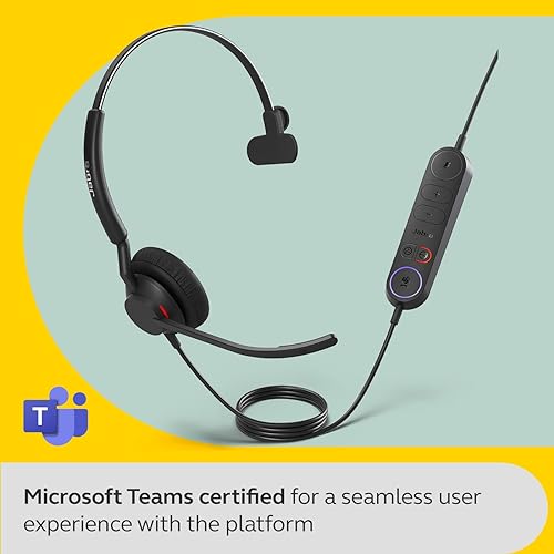Jabra Engage 40 Wired Mono Headset with Inline Call Control - Noise-Cancelling 2-Mic Technology, Ultra-Lightweight Design and USB-C Cable - MS Teams Certified, Works with All Other Platforms - Black Mono w/ Link MS Teams (USB-C)