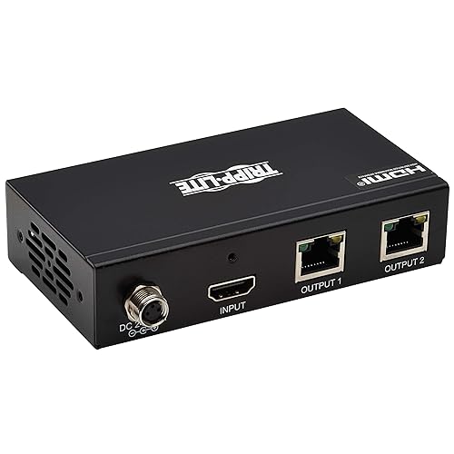 Tripp Lite HDMI Over Ethernet Cat6 Extender Kit, Splitter/2x Pigtail Receivers - Up to 230 feet or 70.1 Meters - 4K 60Hz Video HDR, 4:4:4, PoC, TAA Compliant (B127A-002-BHPH2)