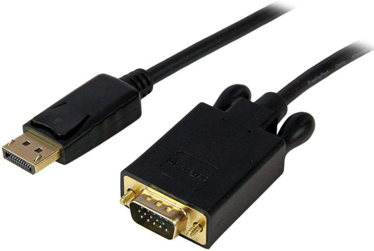 StarTech.com 6ft (1.8m) DisplayPort to VGA Cable - Active DisplayPort to VGA Adapter Cable - 1080p Video - DP to VGA Monitor Cable - DP 1.2 to VGA Converter - Latching DP Connector (DP2VGAMM6B) 6 ft / 2 m