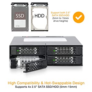 ICY DOCK Full Metal 4 x 2.5 SAS/SATA HDD/SSD Mobile Rack Enclosure for 5.25" Bay (with Fan Control) | ToughArmor MB994SP-4SB-1