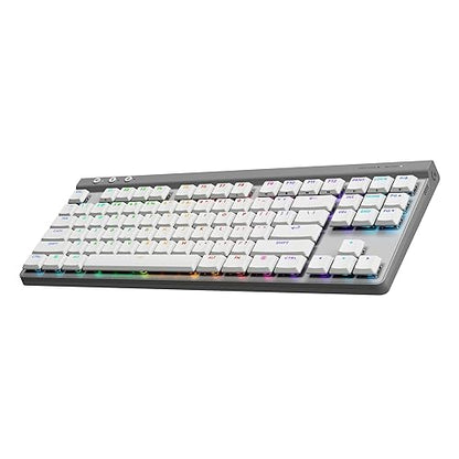 Logitech G515 Lightspeed TKL Low Profile Wireless Gaming Keyboard, LIGHTSYNC RGB, Thin Tenkeyless Design, Double-Shot PBT Keycaps, Linear (Red) Mechanical Switches - White White Wireless Linear Switches