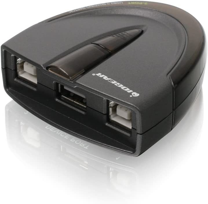 IOGEAR 2 Port USB 2.0 Switch - Auto Printer Switch - Manually or Auto Control - LEDs Indicate - Plug n Play - GUB231 2-Port USB-A