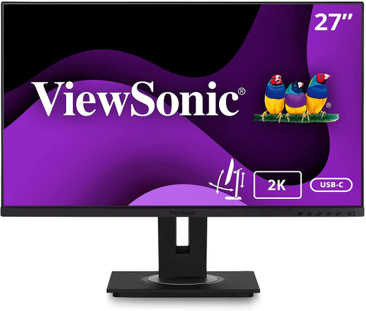 ViewSonic VG2756-2K 27 Inch IPS 1440p Docking Monitor with Integrated USB 3.2 Type-C RJ45 HDMI Display Port and 40 Degree Tilt Ergonomics for Home and Office, black 27-Inch 1440p