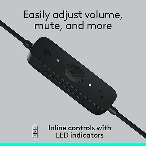 Logitech H570e USB Headset with Microphone for PC and Mac, USB-C Wired Headset with Mono Sound, Noise-Canceling Mics and Inline Controls, Certified for Microsoft Teams, Black Teams Version Mono, USB-C