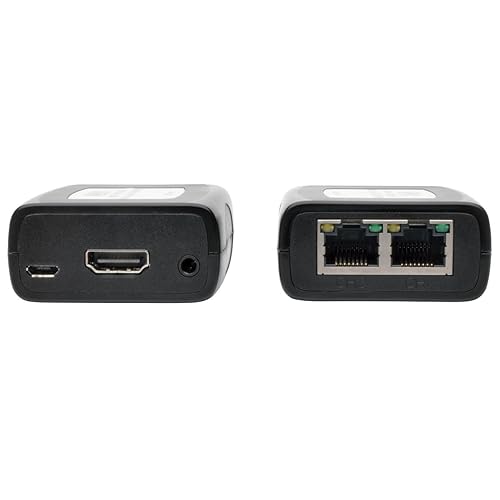 Tripp Lite HDMI Over Dual Cat5/6 Extender Kit with IR Control, Transmitter & Receiver, 1080p at 60 Hz (B125-101-60-IRU) HDMI + IR Control (Bus Powered)