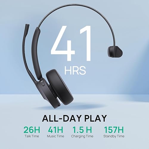 Yealink WH64 Hybrid DECT& Bluetooth Wireless Headset, 492ft Range Mono UC Zoom Headphones with DECT Dongle, 3X Mic, 26H Talk Time, Office Work Portable Single On Ear Headsets for PC,Cellphone,Laptop WH64 Hy-Mono UC( DECT Dongle)