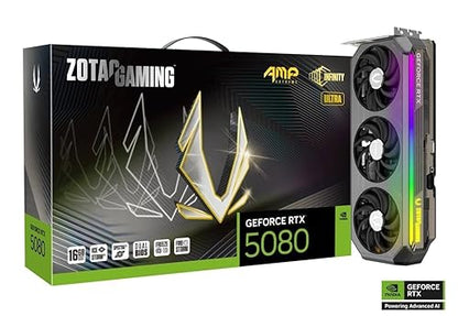 Zotac NVIDIA GeForce RTX 5080 Graphic Card - 16 GB GDDR7 - 7680 x 4320 - 2.73 GHz Core - 256 bit Bus Width - PCI Express 5.0 x16 - DisplayPort - 3 x DisplayPort - HDMI