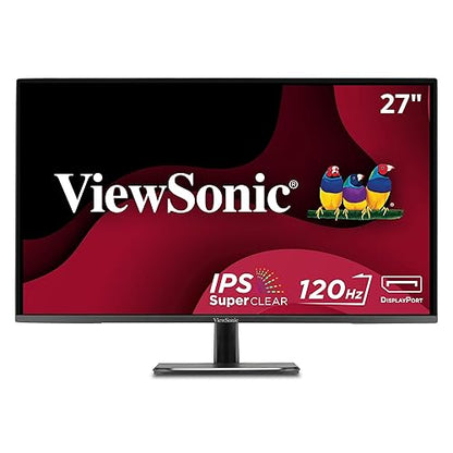 ViewSonic VA2756A-MHD 27 Inch IPS 1080p Monitor with 120Hz, Eye Care, HDMI, DisplayPort, and VGA Inputs for Home and Office Single 27-Inch FHD