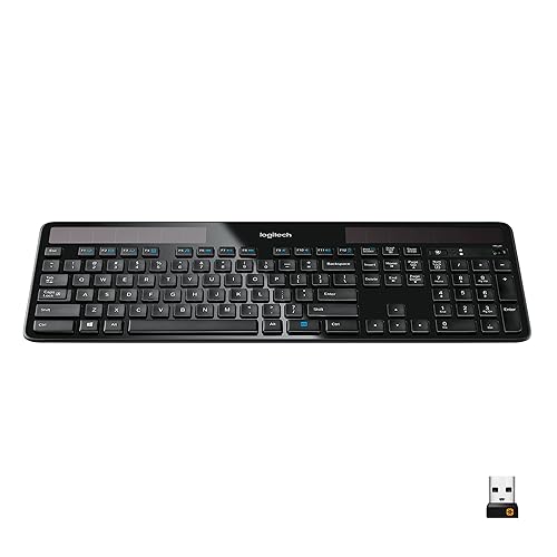 Logitech K750 Wireless Solar Keyboard for Windows, 2.4GHz Wireless with USB Unifying Receiver, Ultra-Thin, Compatible with PC, Laptop - Black Keyboard only