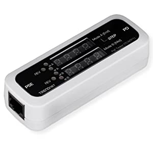 TRENDnet Inline PoE Tester, TC-NTP1, Tests 4PPoE, PoE+, PoE &amp; Passive PoE Technology, Wattage, Voltage, Amperage, Polarity, LED Display, Battery-Free, Troubleshoot PoE Issues, IEEE 802.3af/at/bt