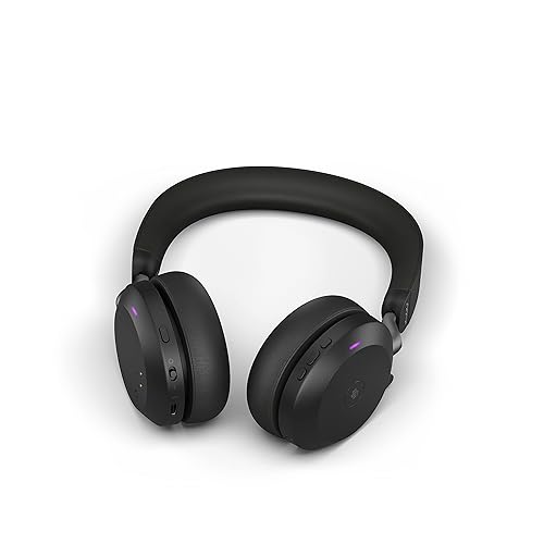 Jabra Evolve2 75 Wireless PC Headset with 8-Microphone Technology - Dual Foam Stereo Headphones with Advanced Active Noise Cancellation, USB-A Bluetooth Adapter and MS Teams-Compatibility - Black Headset (USB-A) MS Teams Compatible