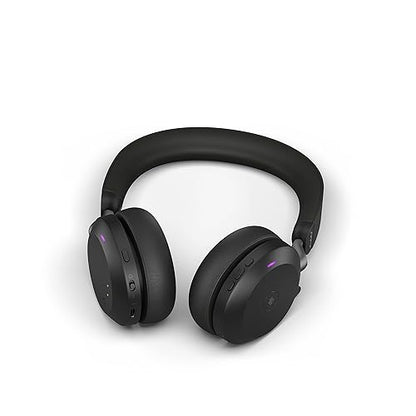 Jabra Evolve2 75 Wireless PC Headset with 8-Microphone Technology - Dual Foam Stereo Headphones with Advanced Active Noise Cancellation, USB-C Bluetooth Adapter and MS Teams-Compatibility - Black Headset (USB-C) MS Teams Compatible