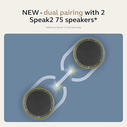 Jabra Speak2 75 SE (Second Edition) Wireless Bluetooth Speakerphone - 4 Noise-Cancelling Mics, 65mm Speakers - New Linking Feature - USB-C Dongle - Certified for Microsoft Teams - Dark Grey