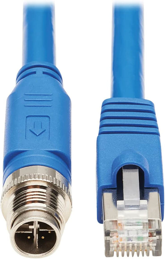 Tripp Lite M12 X-Code Cat6a Shielded Ethernet Cable, M12/RJ45 Cable, 10G F/UTP CMR-LP (M/M), IP68, 60W Power Over Ethernet, Blue, 3.3 Feet / 1 Meter, Lifetime Manufacturer's Warranty (NM12-6A2-01M-BL) M12 to RJ45 3.3 ft / 1M
