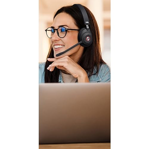 Cyber Acoustics Essential Wireless Headset - Stereo - USB Type A - Wireless - Bluetooth - 100 ft - 32 Ohm - 20 Hz - 20 kHz - Over-the-head - Binaural - Ear-cup - Noise Canceling - Black