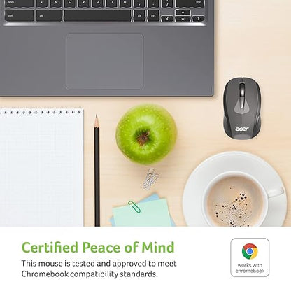Acer RF Wireless Mouse (Gray/Black), Works with Chromebook, with USB Plug and Play for Right/Left Handed Users (for Chromebooks, Windows PC & Mac) Gray/Black Chromebook Mouse