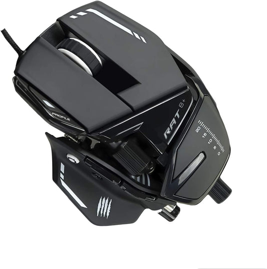 Mad Catz R.A.T. 8+ Adjustable Wired Gaming Mouse - 16000 DPI - 11 Programmable Buttons - 4 User Profiles Stored Directly - Customize RGB LED - Additional Palm Rests and Pinky Supports - Black R.A.T. 8+ Black