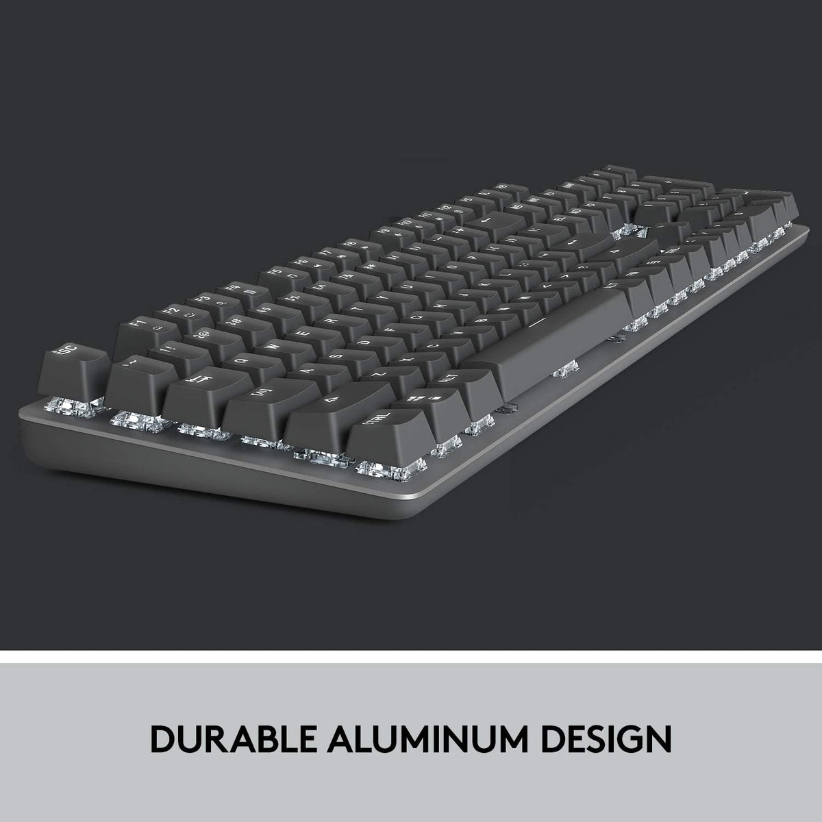 Logitech K845 Mechanical Illuminated Keyboard, Mechanical Switches, Strong Adjustable Tilt Legs, Full Size, Aluminum Top Case, 104 Keys, USB Corded, Windows (TTC Brown Switches) TTC Brown TTC Keyboard