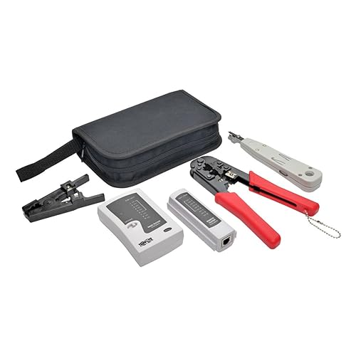 Tripp Lite T016-004-K 4-Piece Network Installer Tool Kit, Cable Tester, Crimper, LSA Punchdown Tool and Stripper RJ11 RJ12 RJ45