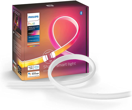Philips Hue Bluetooth Gradient Ambiance Smart Lightstrip 3ft Extension NO Plug, (Muticolor Strip, Works with Apple Homekit and Google Home), White 3ft Gradient Color Lightstrip Only