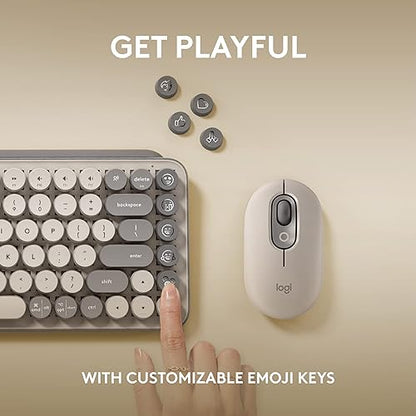 Logitech POP Keys Mechanical Wireless Keyboard with Customizable Emoji Keys, Durable Compact Design, Bluetooth or USB Connectivity, Multi-Device, OS Compatible - Mist Mist POP Keys