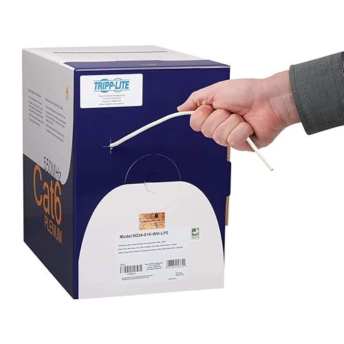 TRIPP LITE Cat6 Bulk Ethernet Cable, .5A Plenum CMP-LP, Solid 23AWG, 100W High-Power PoE and Poe++, White, 1000 ft. (N224-01K-WH-LP5)