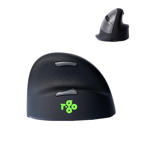 R-Go Tools Wireless Vertical Ergonomic Mouse, Large, Left Hand, Black